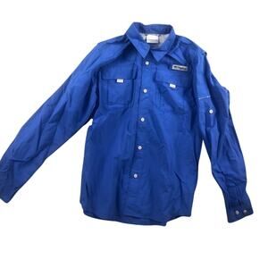 Boys Youth Columbia PFG Blue Long Sleeved Vented Shirt Youth L 14-16
